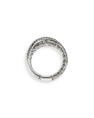 Sterling Silver JH Essentials Blue Sapphire Pav&eacute; Crossover Statement Ring