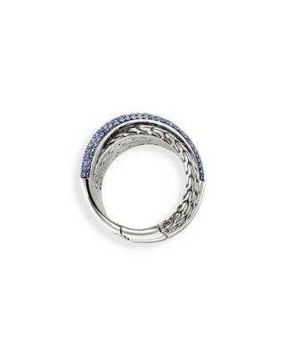 Sterling Silver JH Essentials Blue Sapphire Pav&eacute; Crossover Statement Ring