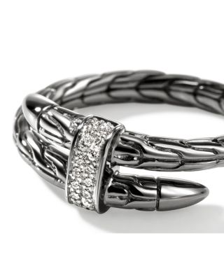 Black Rhodium-Plated Sterling Silver Spear Diamond Wrap Ring
