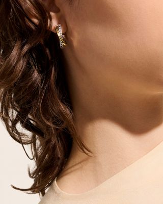 14K Yellow Gold & Sterling Silver JH Essentials Crossover Earrings