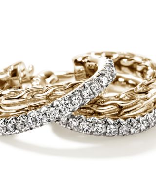 14K Yellow Gold JH Essentials Diamond Pav&eacute; Crossover Hoop Earrings