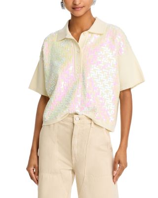 Essentiel Antwerp - Sequin Front Short Sleeve Polo