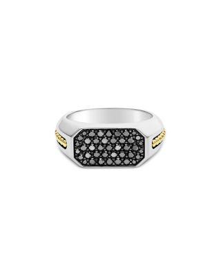 Men's 18K Yellow Gold & Sterling Silver Anthem Black Diamond Cluster Ring