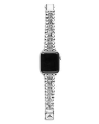 Smart Caviar Sterling Silver Two Row Diamond Apple Watch&reg; Bracelet, 38-45mm