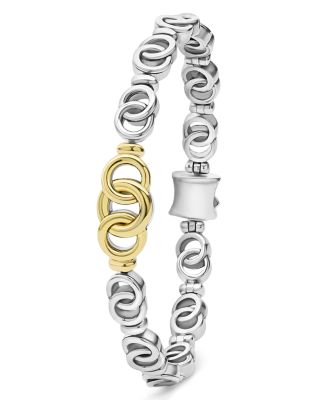 18K Yellow Gold & Sterling Silver Signature Caviar Interlocking Link Bracelet