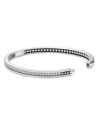 Sterling Silver Caviar Spark Diamond Bangle Bracelet