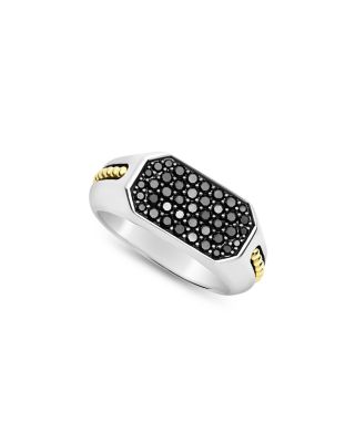 LAGOS - Men's 18K Yellow Gold & Sterling Silver Anthem Black Diamond Cluster Ring