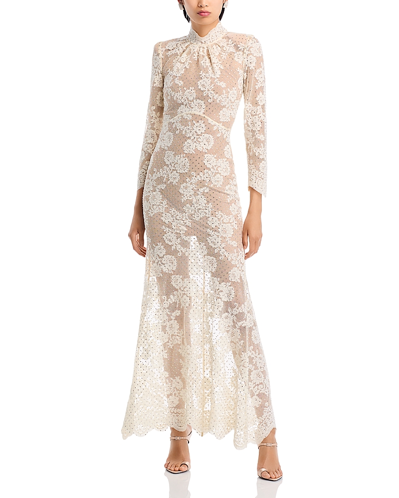 Self-portrait Rhinestone-embellished Maxi Dress In White
