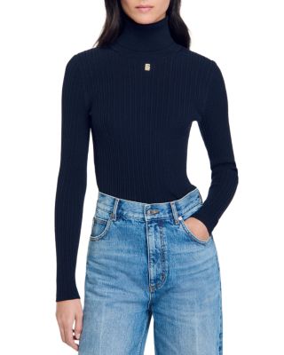 Sandro Cable Knit Turtleneck Sweater