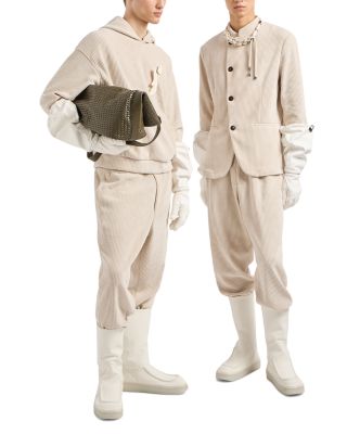 Ribbed Jersey Velvet Hooded Sweatshirt