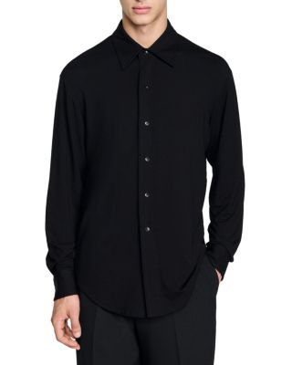 Sandro - Jersey Loose Fit Button Down  Shirt