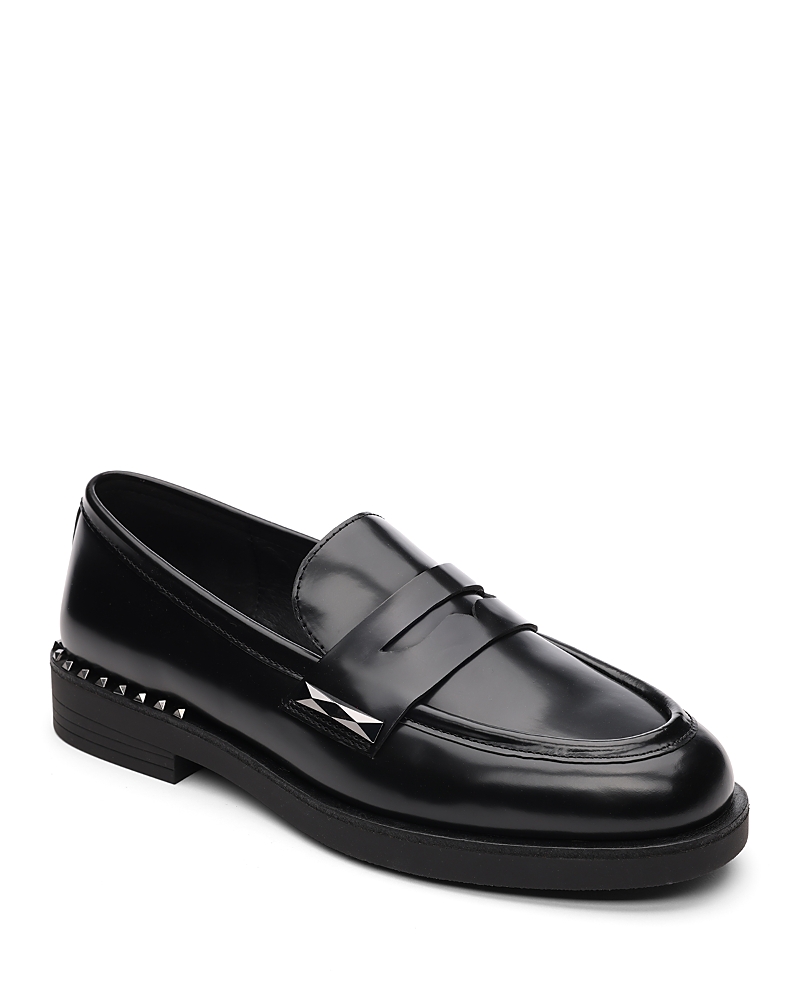 Ash Whisper Studded Round Toe Loafers In Nero