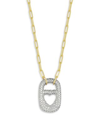 Aqua Cubic Zirconia Pave Heart Soda Tag Pendant Necklace, 17-18 - Exclusive