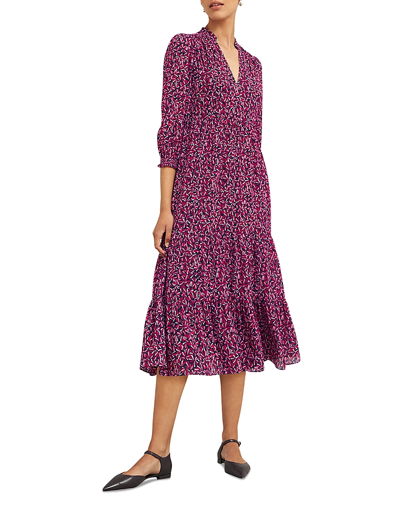 HOBBS LONDON FREDA PRINTED TIERED MIDI DRESS