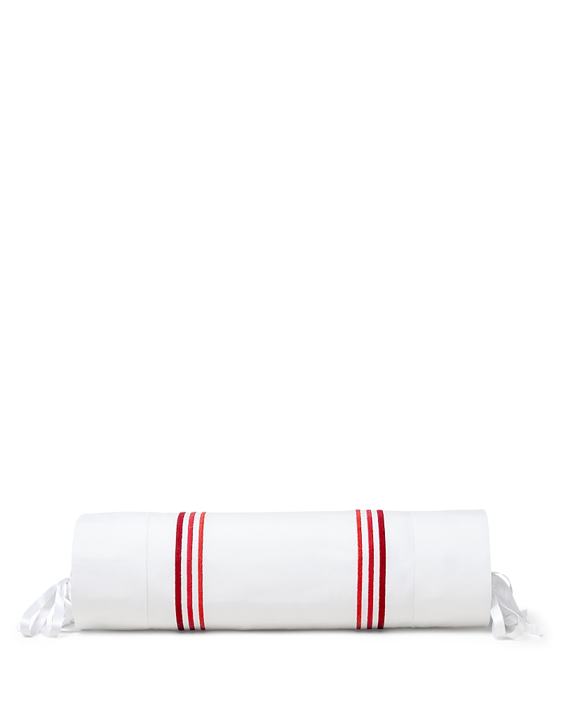 Pratesi Tre Righe Ombre Neckroll Sham In White/scarlet