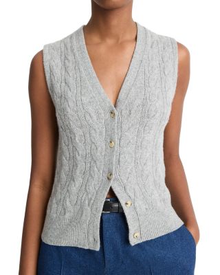 Vince V Neck Cable Knit Sweater Vest