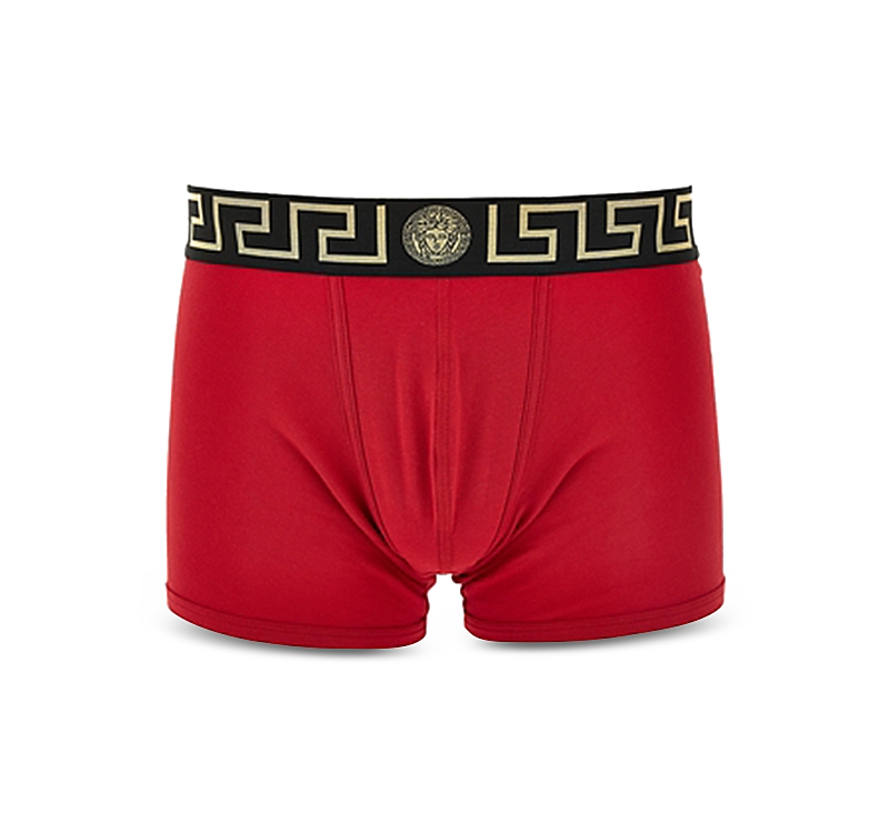 Versace Greca Border Trunks In Red-gold