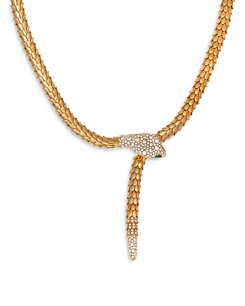 Crivelli 18K Yellow Gold Serpent Diamond & Emerald Snake Lariat Necklace, 16 - Exclusive