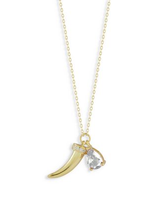 AQUA - Pav&eacute; Horn & Pear Shape Cubic Zirconia Pendant Necklace, 16"-18" - Exclusive