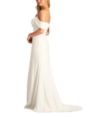 Amishta Off-The-Shoulder Crepe Gown