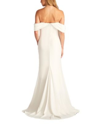 Amishta Off-The-Shoulder Crepe Gown
