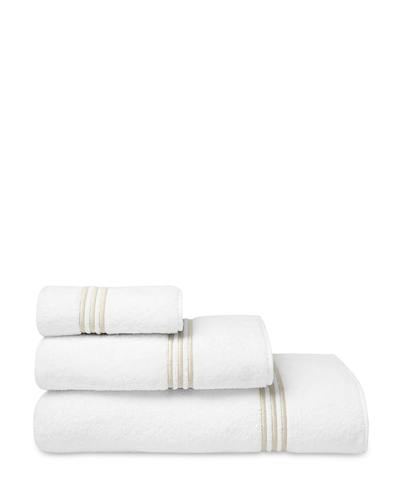 Pratesi Tre Righe Washcloth In White/sage