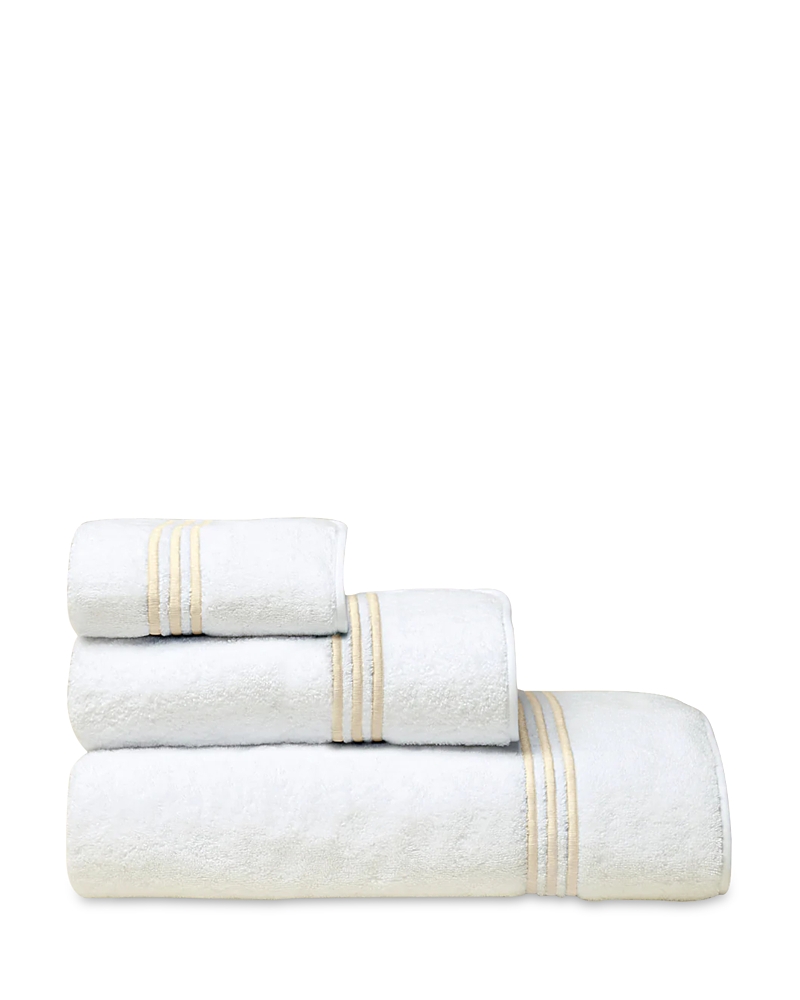 Pratesi Tre Righe Hand Towel In White/beige