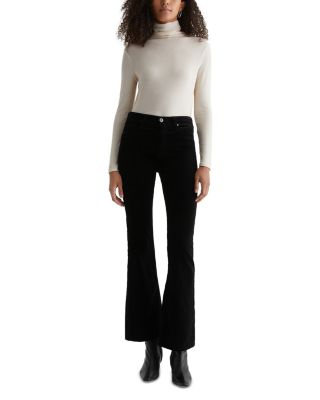 Farrah Bootcut Mid Rise Velvet Jeans in Super Black