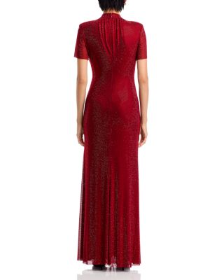 self portrait red embroidered maxi dress Burgundy Satin Maxi Dress – self-portrait-US main image 1