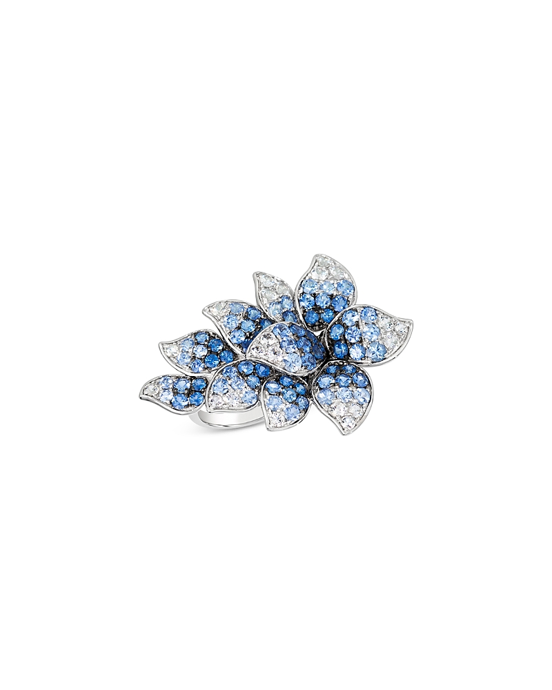 BLOOMINGDALE'S FINE COLLECTION SAPPHIRE OMBRE & WHITE SAPPHIRE STATEMENT RING IN 14K WHITE GOLD