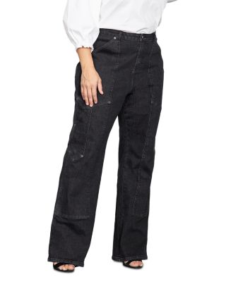Plus Super High Workwear Jeans in Rinse Black