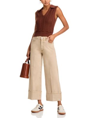 Sasha High Rise Cuffed Wide Leg Jeans in Vintage Soft Sand