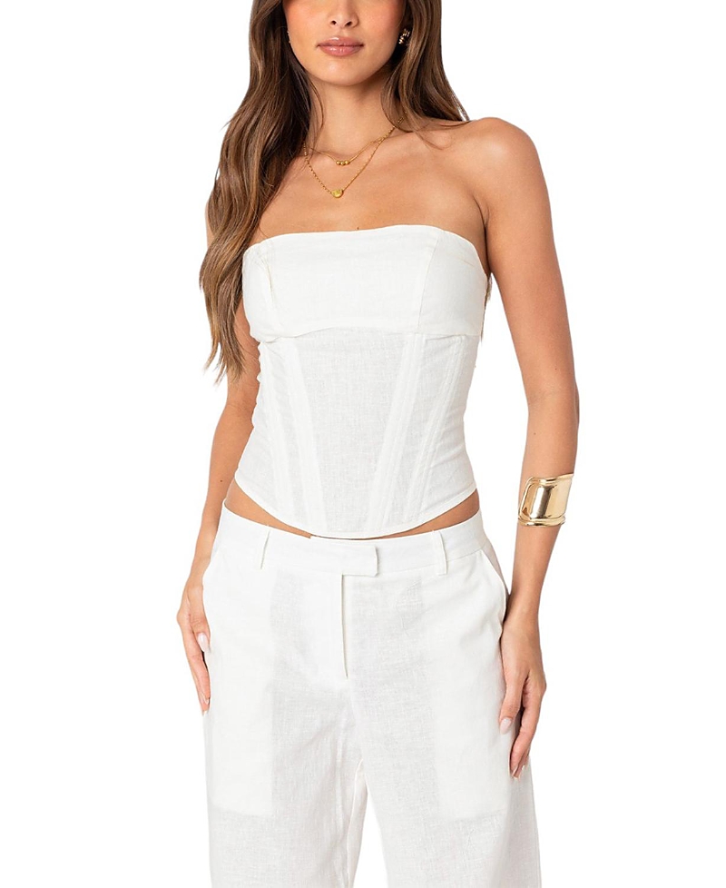 EDIKTED ARYA LINEN LOOK CORSET