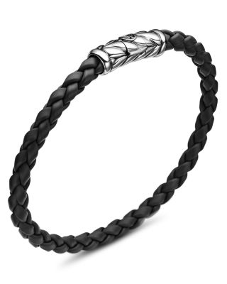 Men's Chevron Woven Rubber Bracelet in Black, 6mm