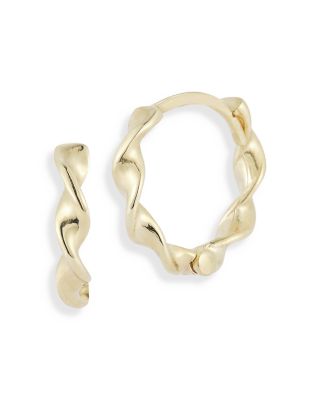 Moon & Meadow - 14K Yellow Gold Twist Huggie Hoop Earrings
