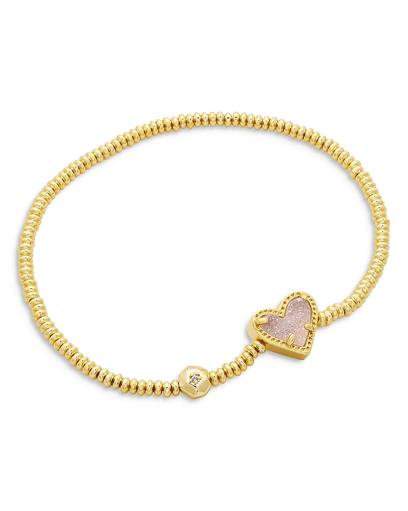 Kendra Scott Ari Heart Stretch Bracelet In Gold/iridescent Drusy