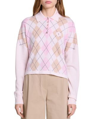 Maje Magrille Check print Polo Style Jumper