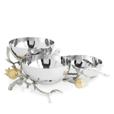 Pomegranate Silver and Gold Triple Bowl