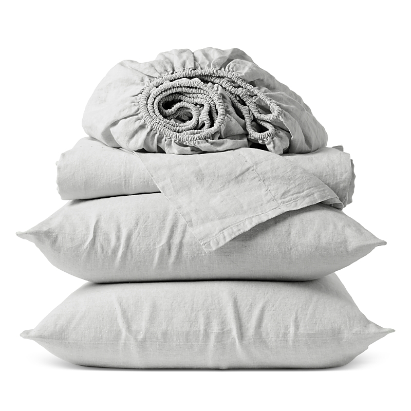 Coyuchi Relaxed 4 Piece Linen Sheet Set, Queen In Fog