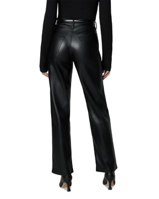 The Margot Faux Leather Straight Jeans in Black