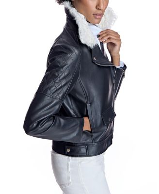 Leather Jacket with Shearling Collar
