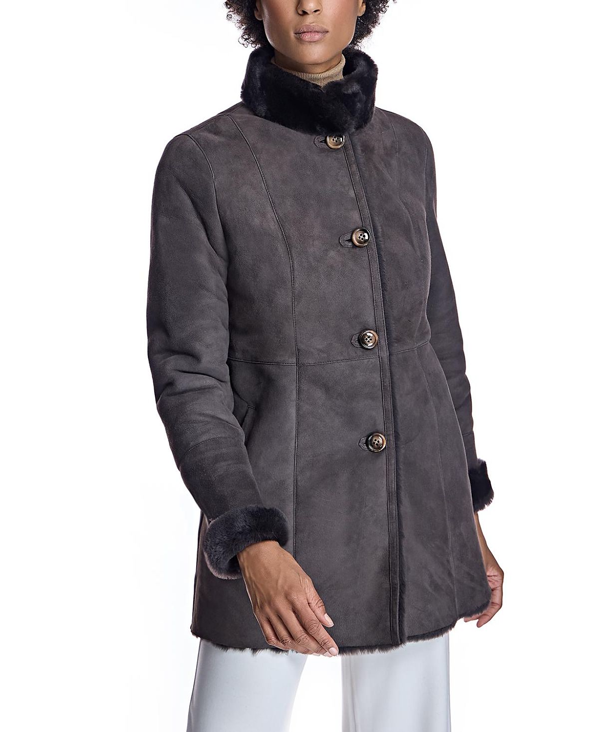 Maximilian Shearling Jacket with Stand Collar