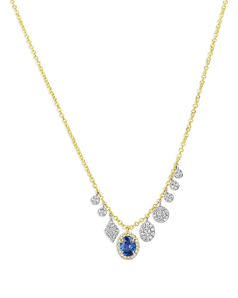 Meira T 14k White & Yellow Gold Blue Sapphire & Diamond Dangle Pendant Necklace, 18-20 In Blue/gold