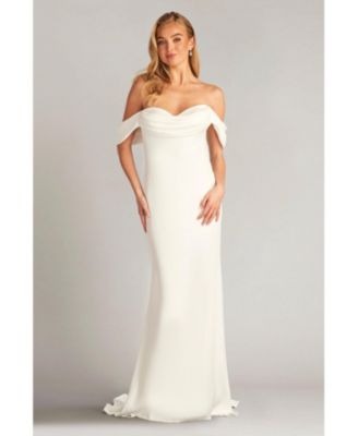 Amishta Off-The-Shoulder Crepe Gown