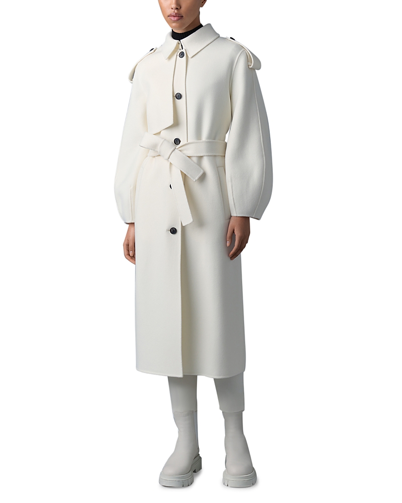 Mackage Ceyla Belted Handmade Double-face Virgin Wool Coat In Cream