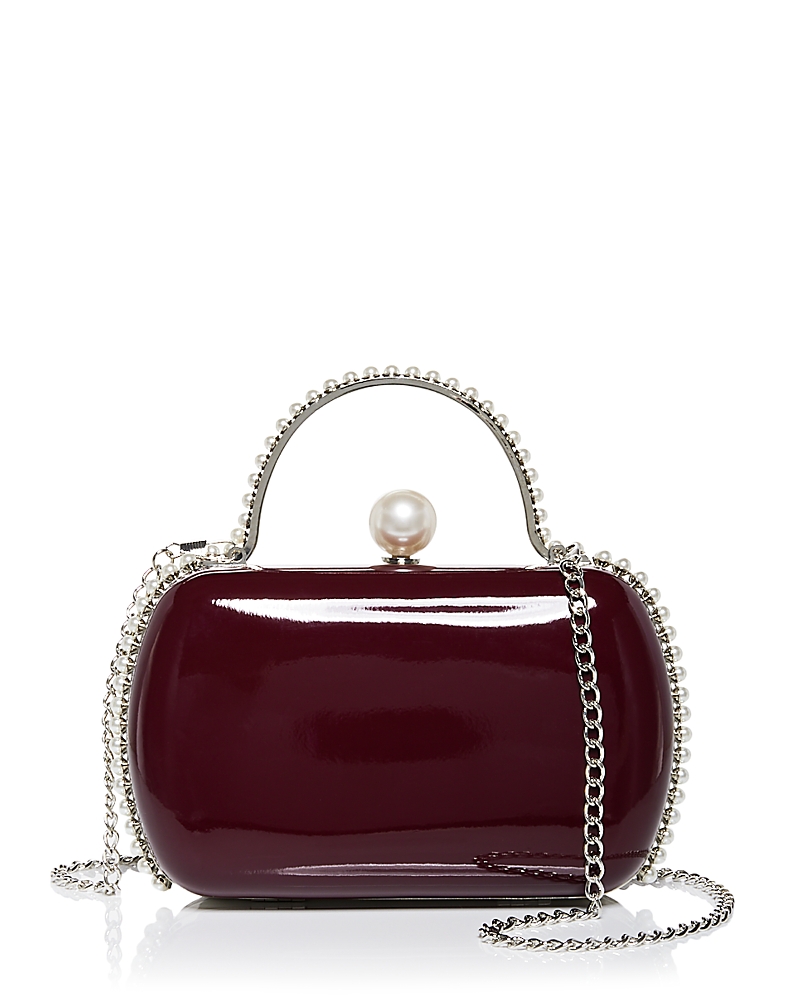 Aqua Imitation Pearl Trim Minaudiere Box Clutch - Exclusive · OS