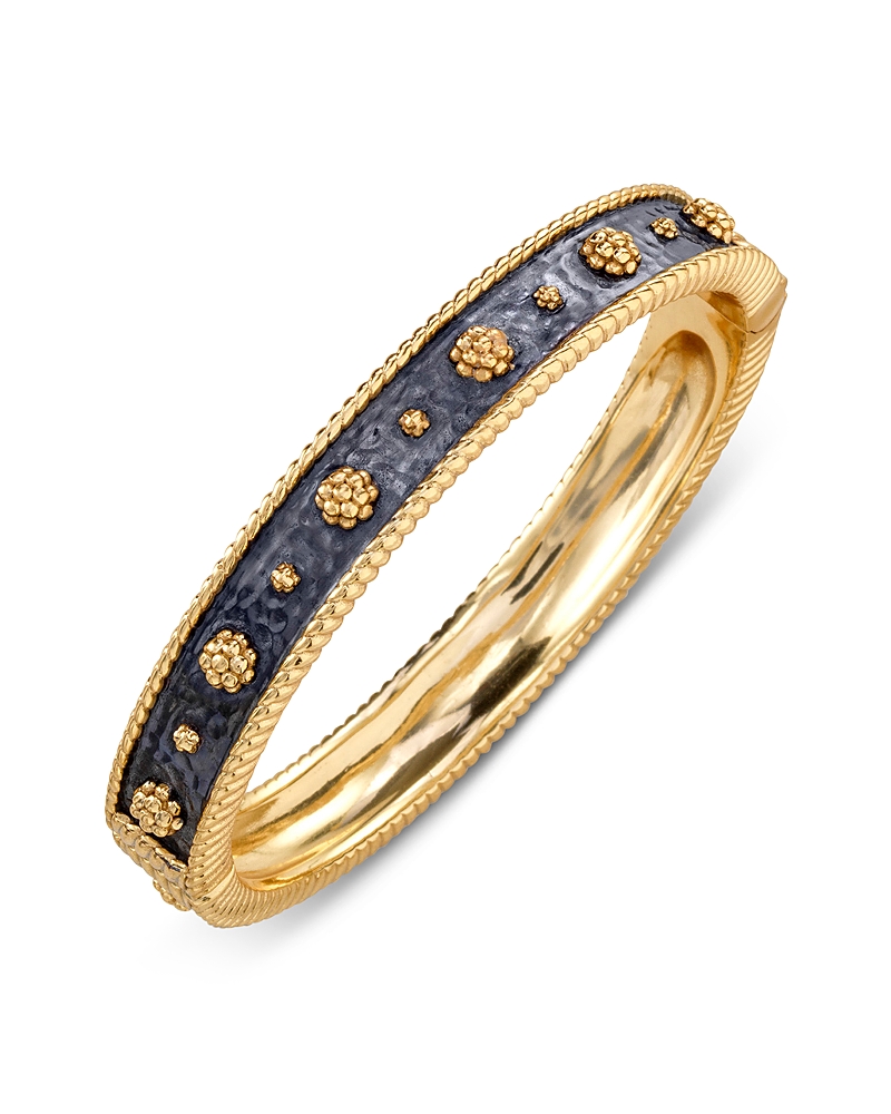 Capucine De Wulf Berry Two Tone Hinged Bangle Bracelet In Black/gold