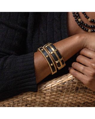 Berry Two Tone Beaded Edge Hinged Bangle Bracelet