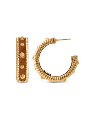 Berry Teak Wood Medium Hoop Earrings