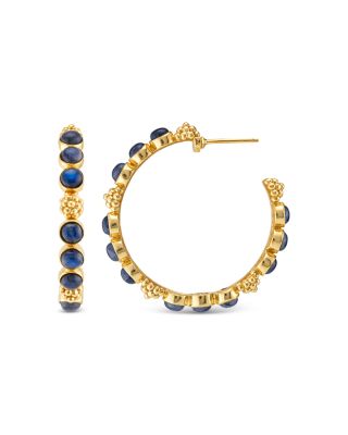 Berry Blue Labradorite Medium Hoop Earrings